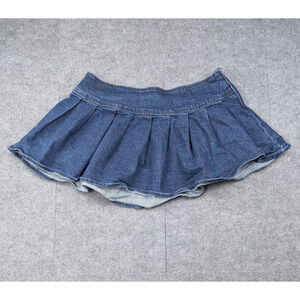 Social Collision Micro Mini Denim Skirt Womens Medium Y2K Pleated Punk Festival